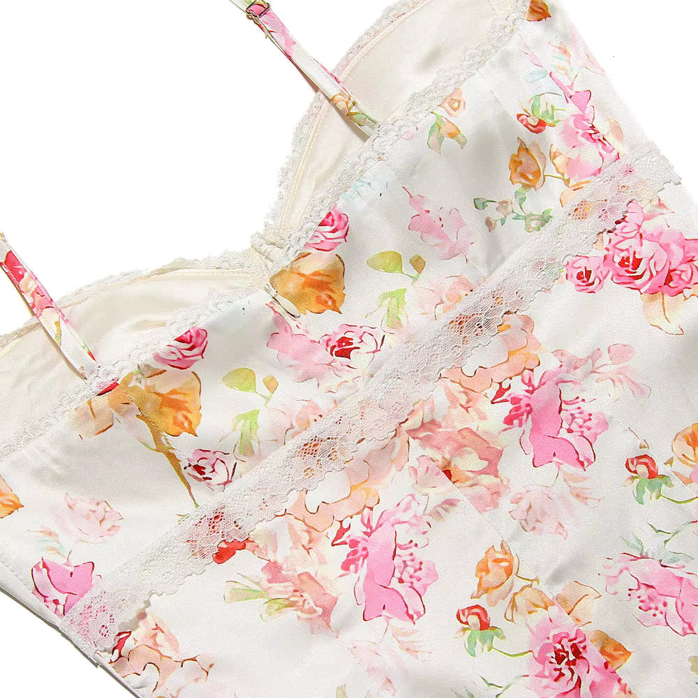 ML - Floral Satin Maxi Dress