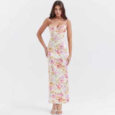 ML - Floral Satin Maxi Dress