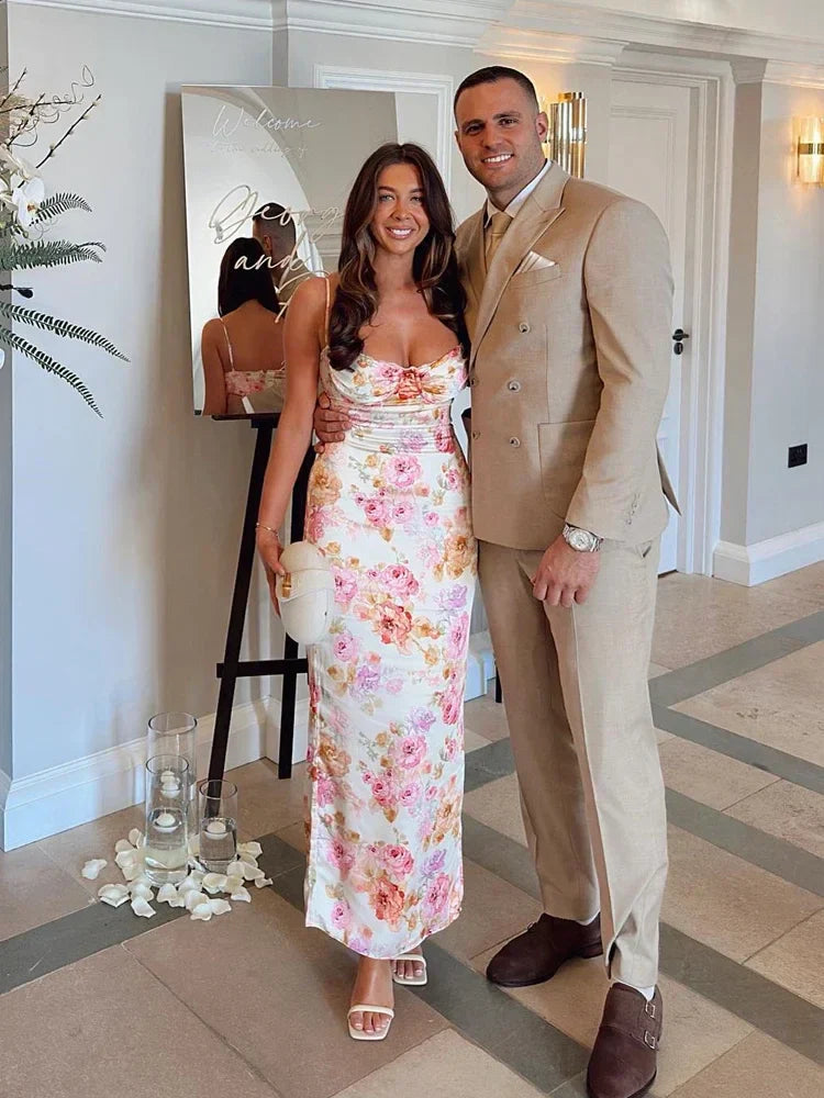 ML - Floral Satin Maxi Dress