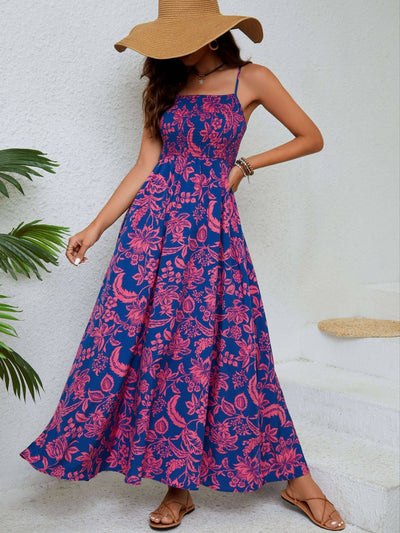 ML - Ruched Floral Strapless Dress