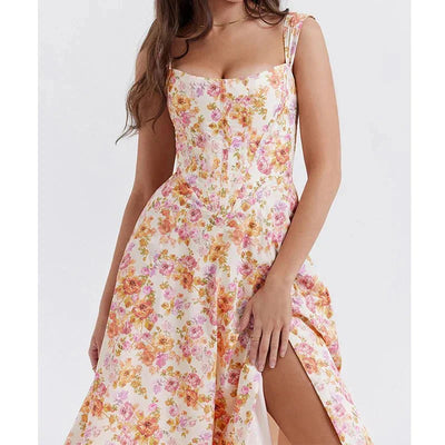 ML - Floral Corset Midi Dress