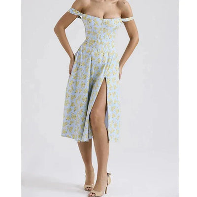 ML - Floral Corset Midi Dress