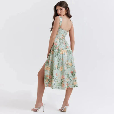 ML - Floral Corset Midi Dress
